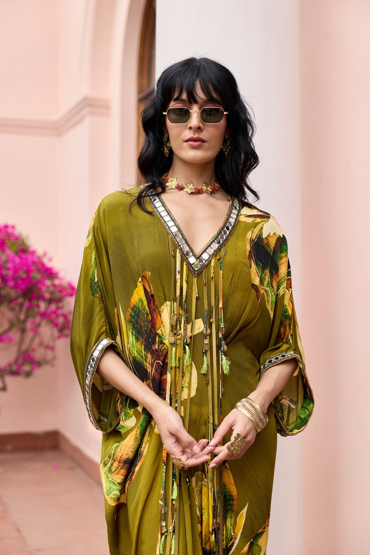MATCHA GREEN FLORAL KAFTAN