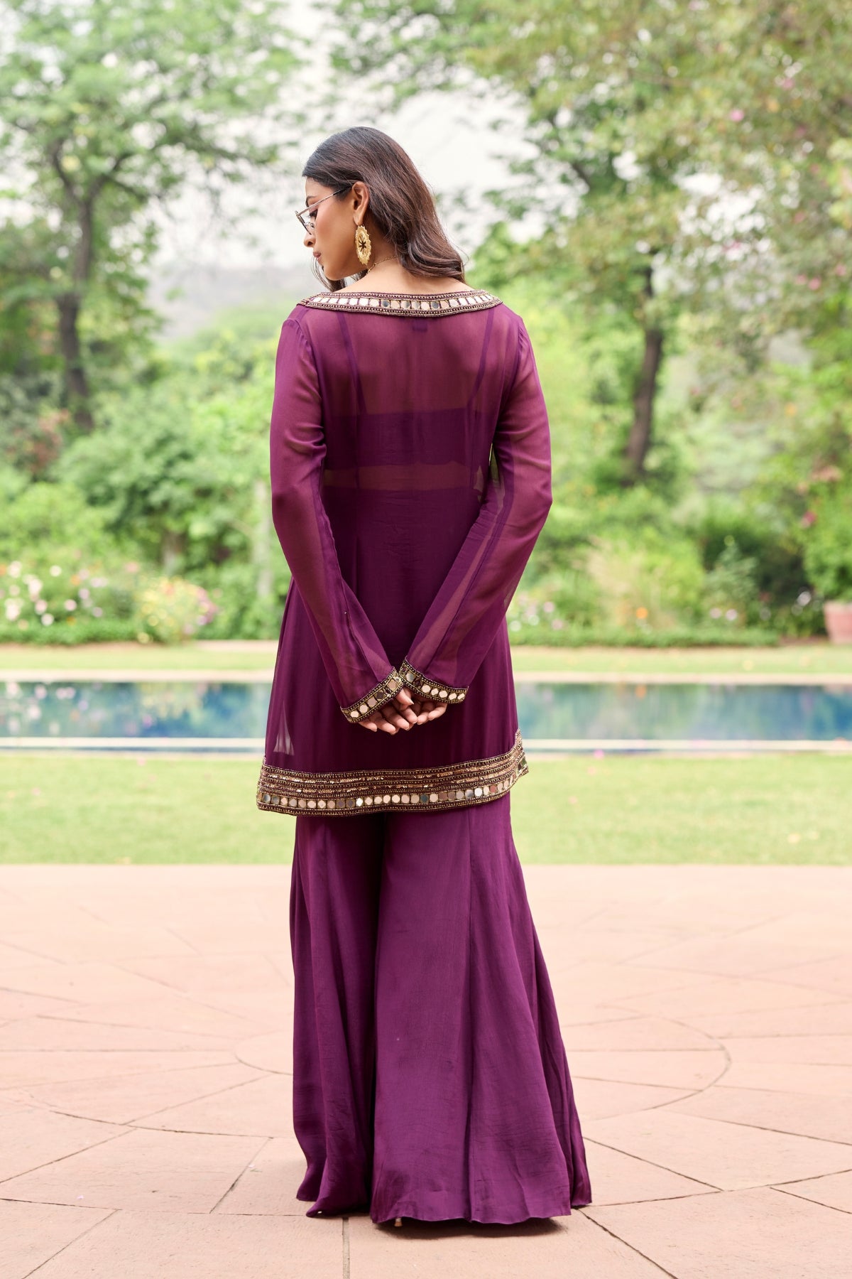 PLUM GEORGETTE KURTI SET