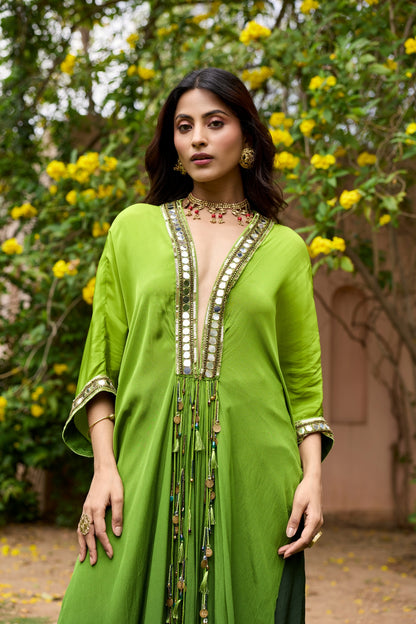 ALGAE GREEN OMBRE KAFTAN SET