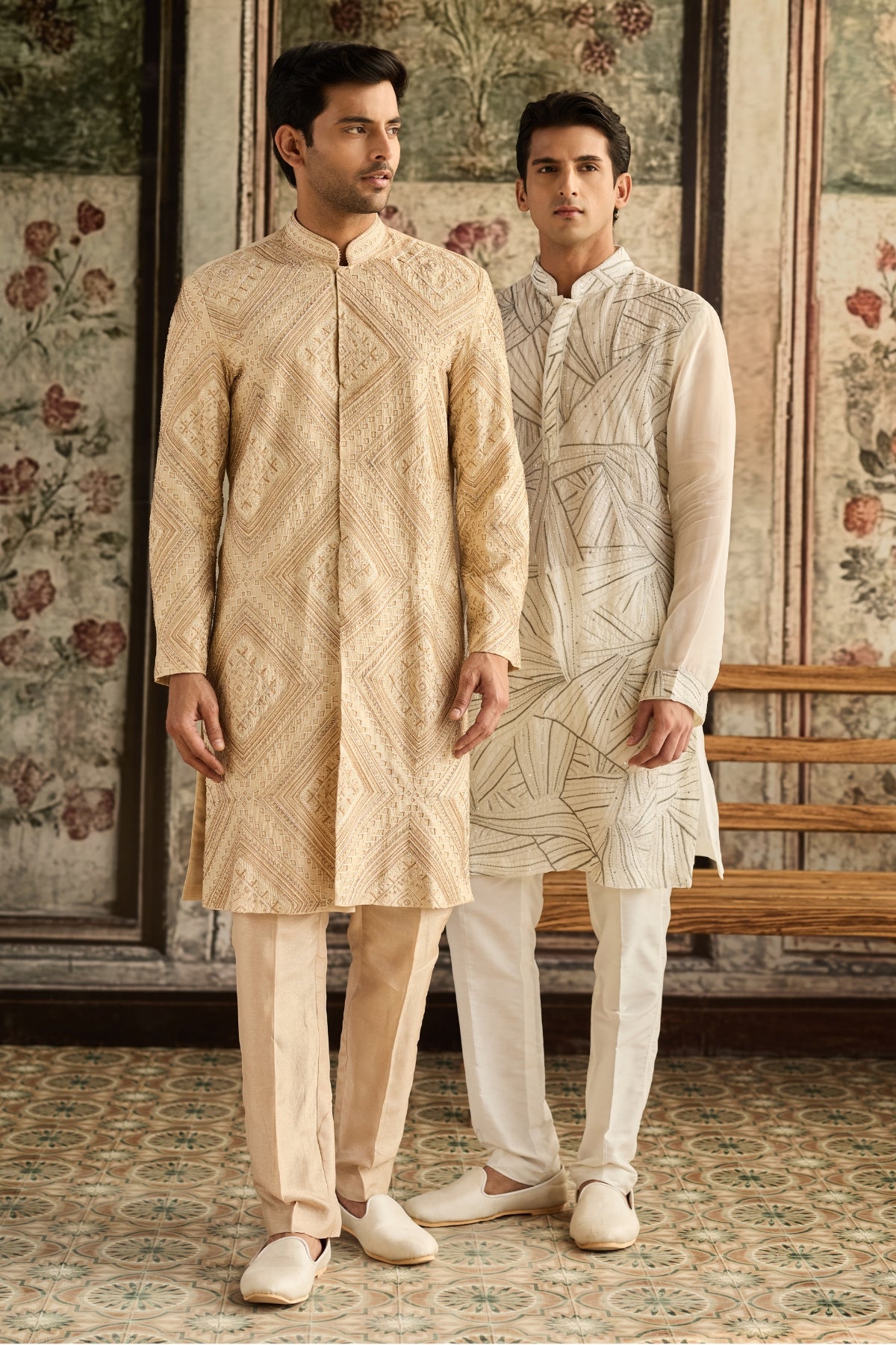 IVORY EMBROIDERED KURTA & PANTS