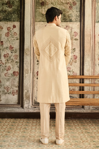 BEIGE EMBROIDERED JACKET & PANTS