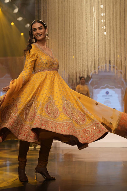 Shazia - Mustard Anarkaali with Chooridaar
