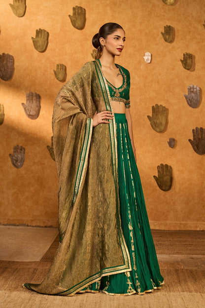Green Totem Line Lehenga  Set