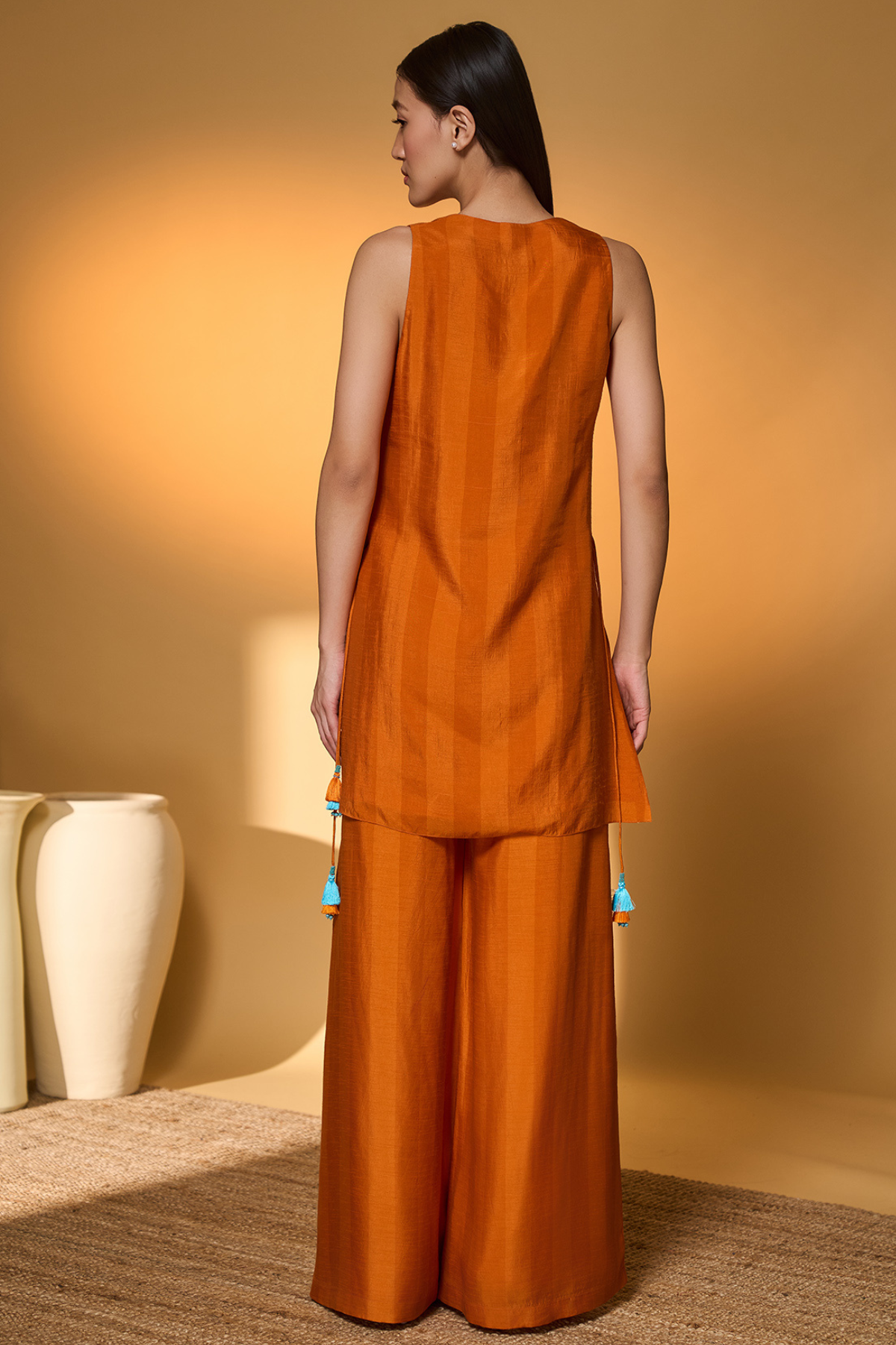 Saffron Sky Striped Kurta Set