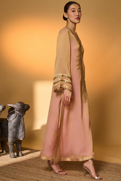 Baby Pink Moonfield Embroidered Kaftan