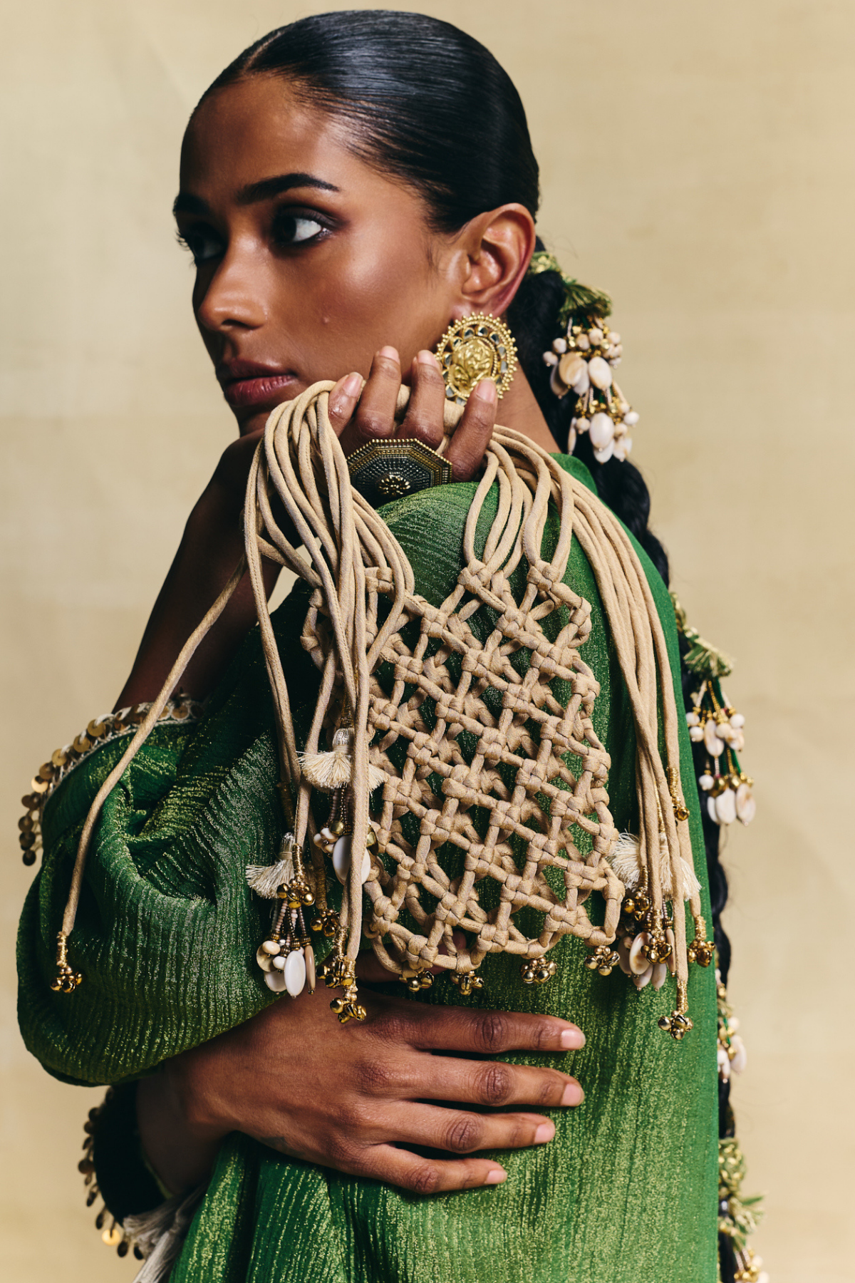 Green Kaftan Kurta Set