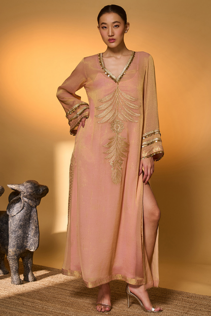 Baby Pink Moonfield Embroidered Kaftan