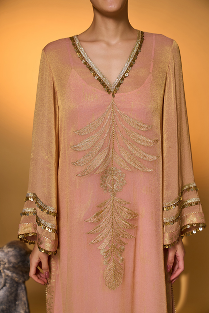 Baby Pink Moonfield Embroidered Kaftan