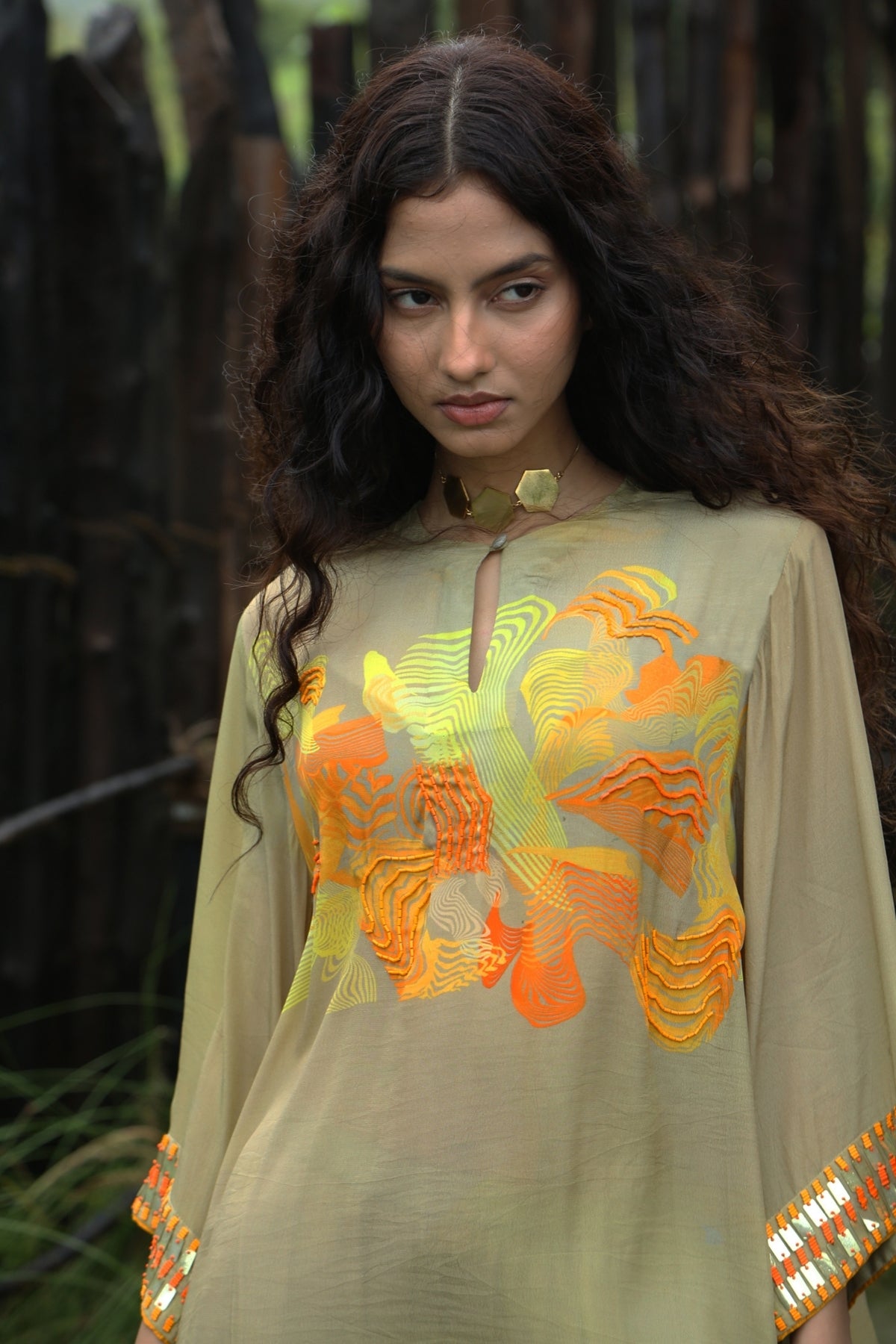 Yellow Crepe Embroidered Co-Ord Set