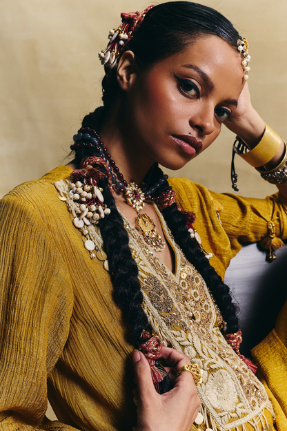 Mustard straight kurta & salwar