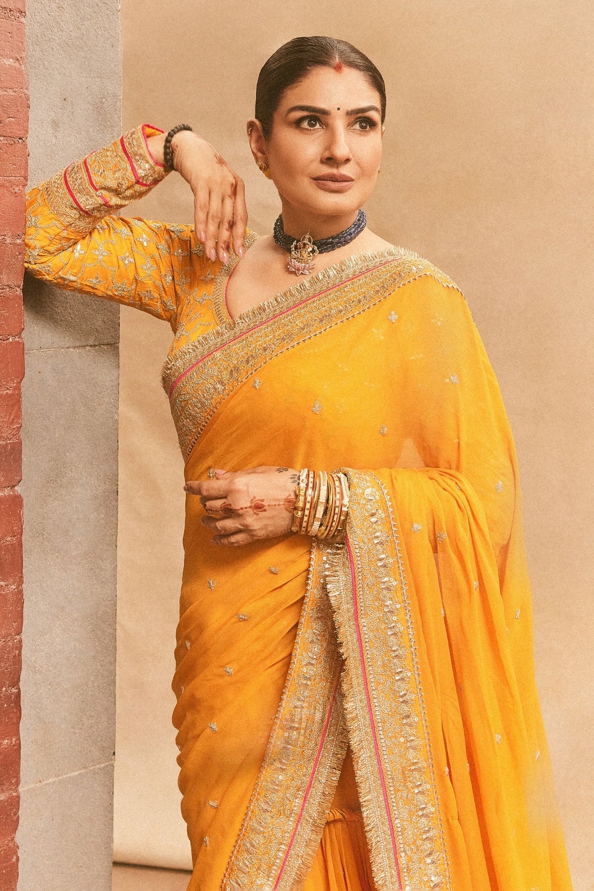 Raveena Tandon in Dilruba Saree Set