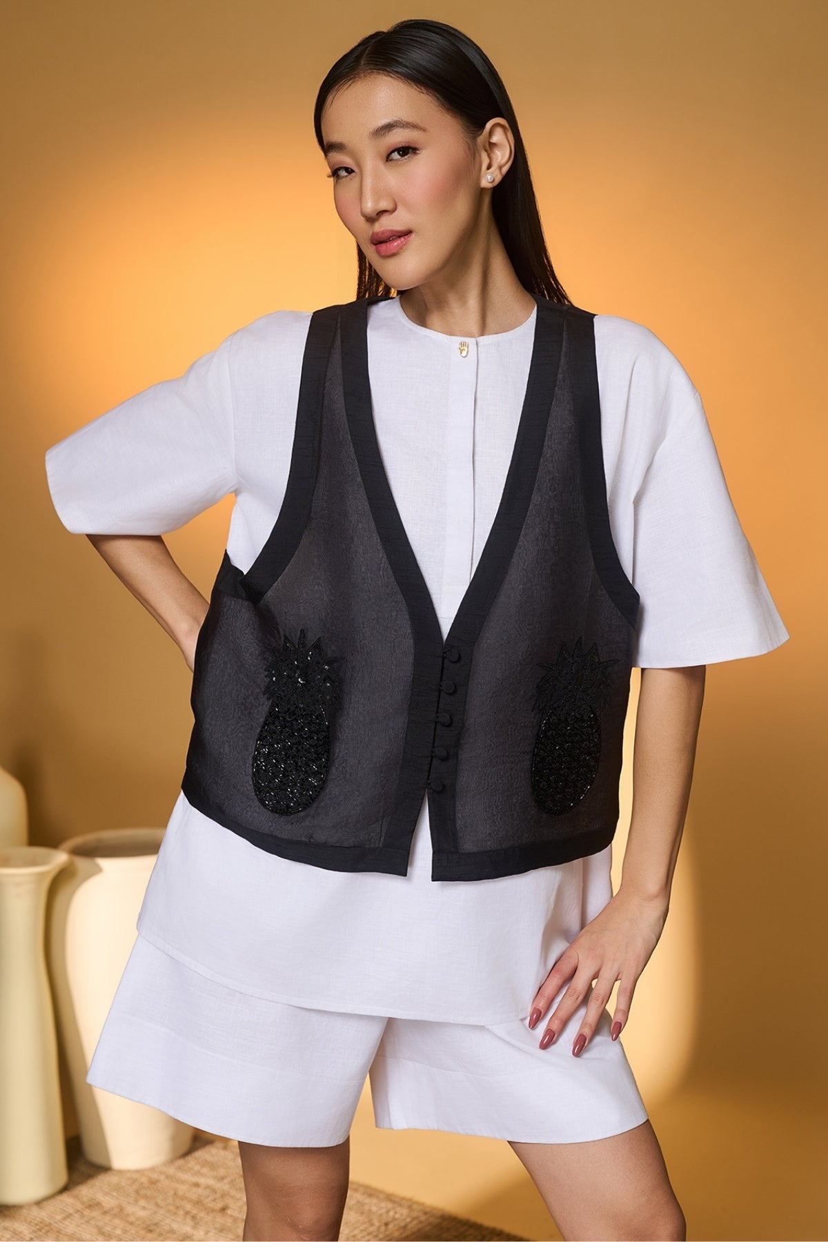 Black Pine-Code Embroidered Co-Ord Set