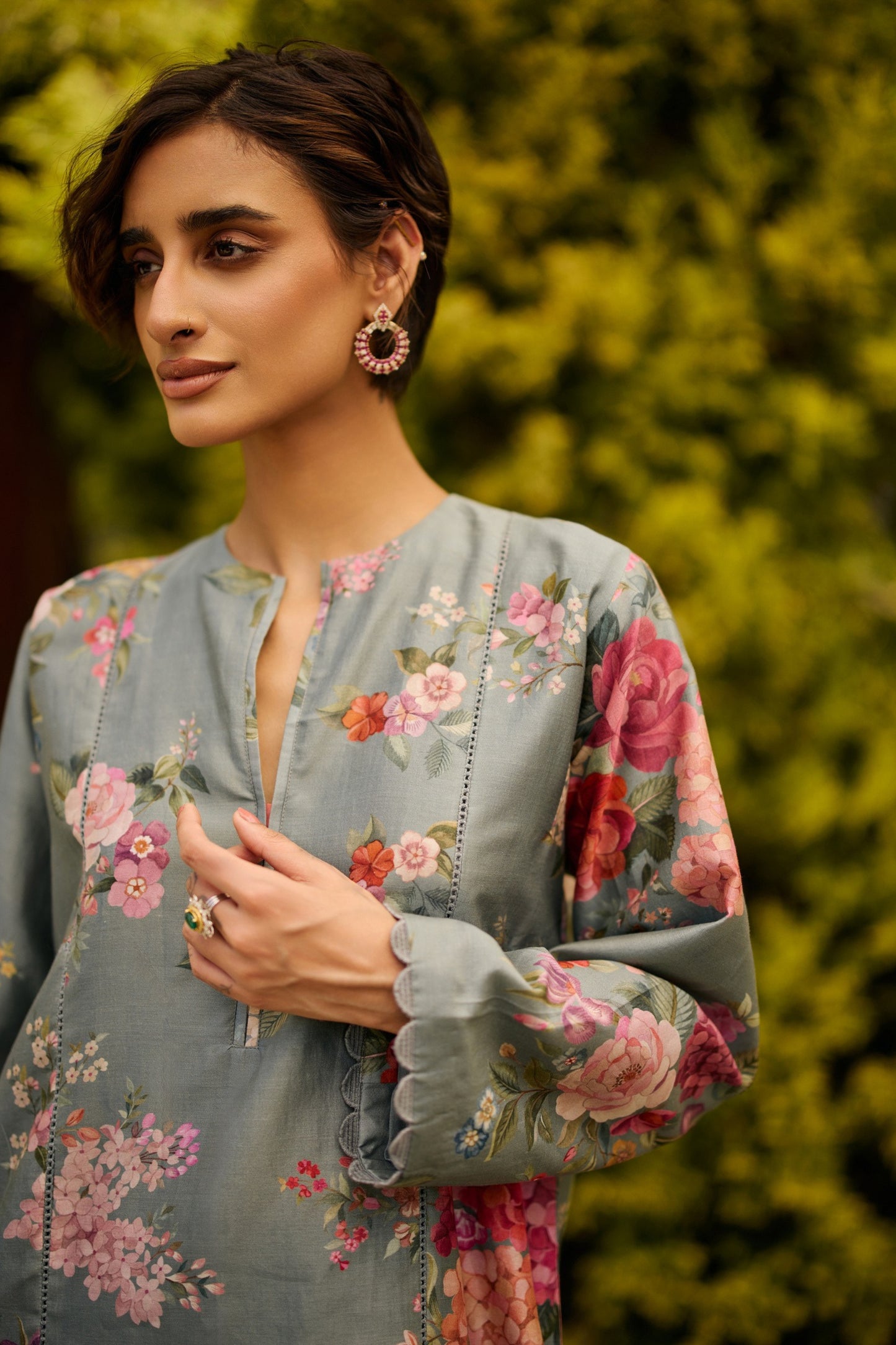 Powder Blue Floral Print