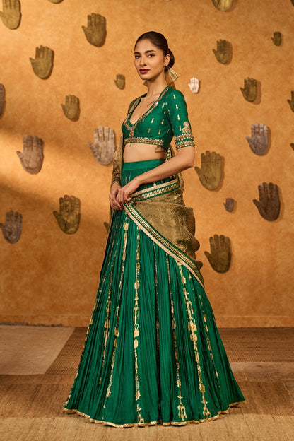 Green Totem Line Lehenga  Set