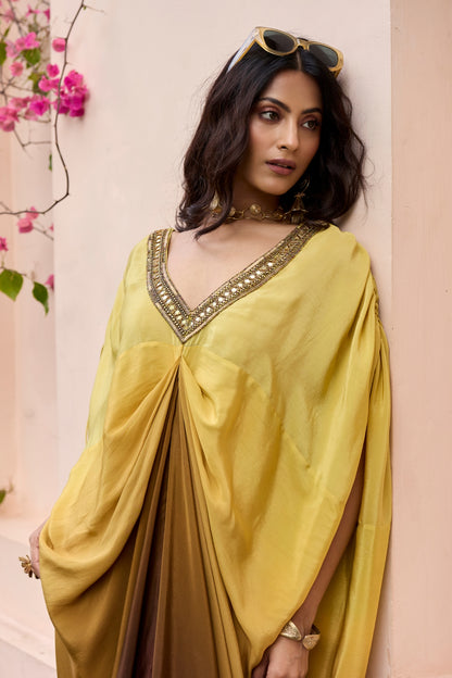BROWN YELLOW OMBRE KAFTAN