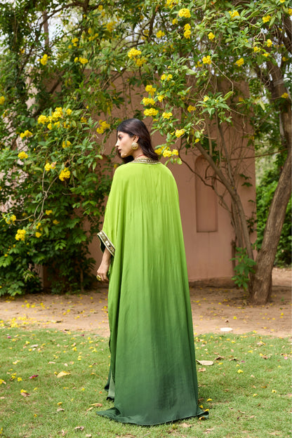 ALGAE GREEN OMBRE KAFTAN SET