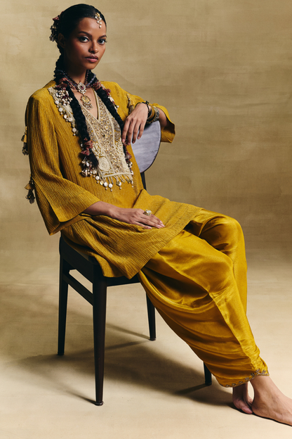 Mustard straight kurta & salwar