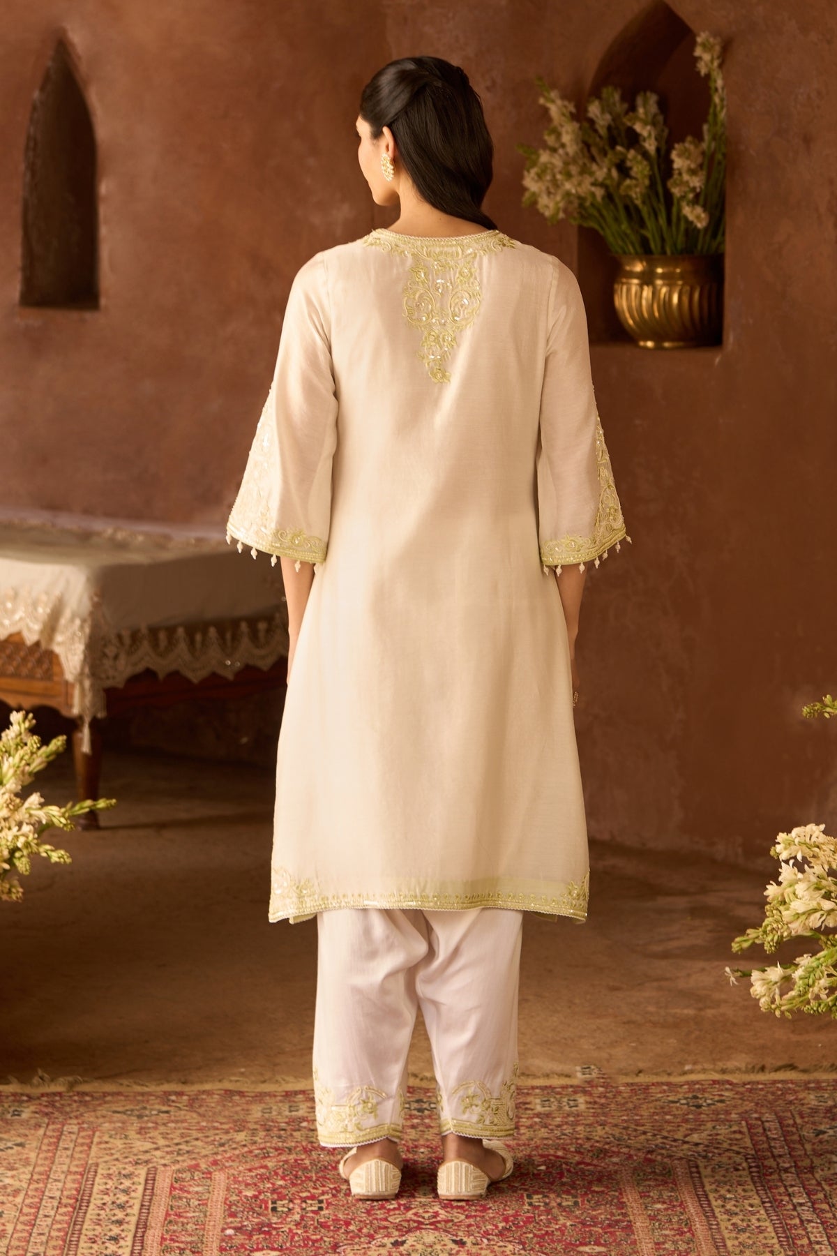 Hani - Daisy Ivory With Mint Green A-line Kurta With Salwar And Dupatta