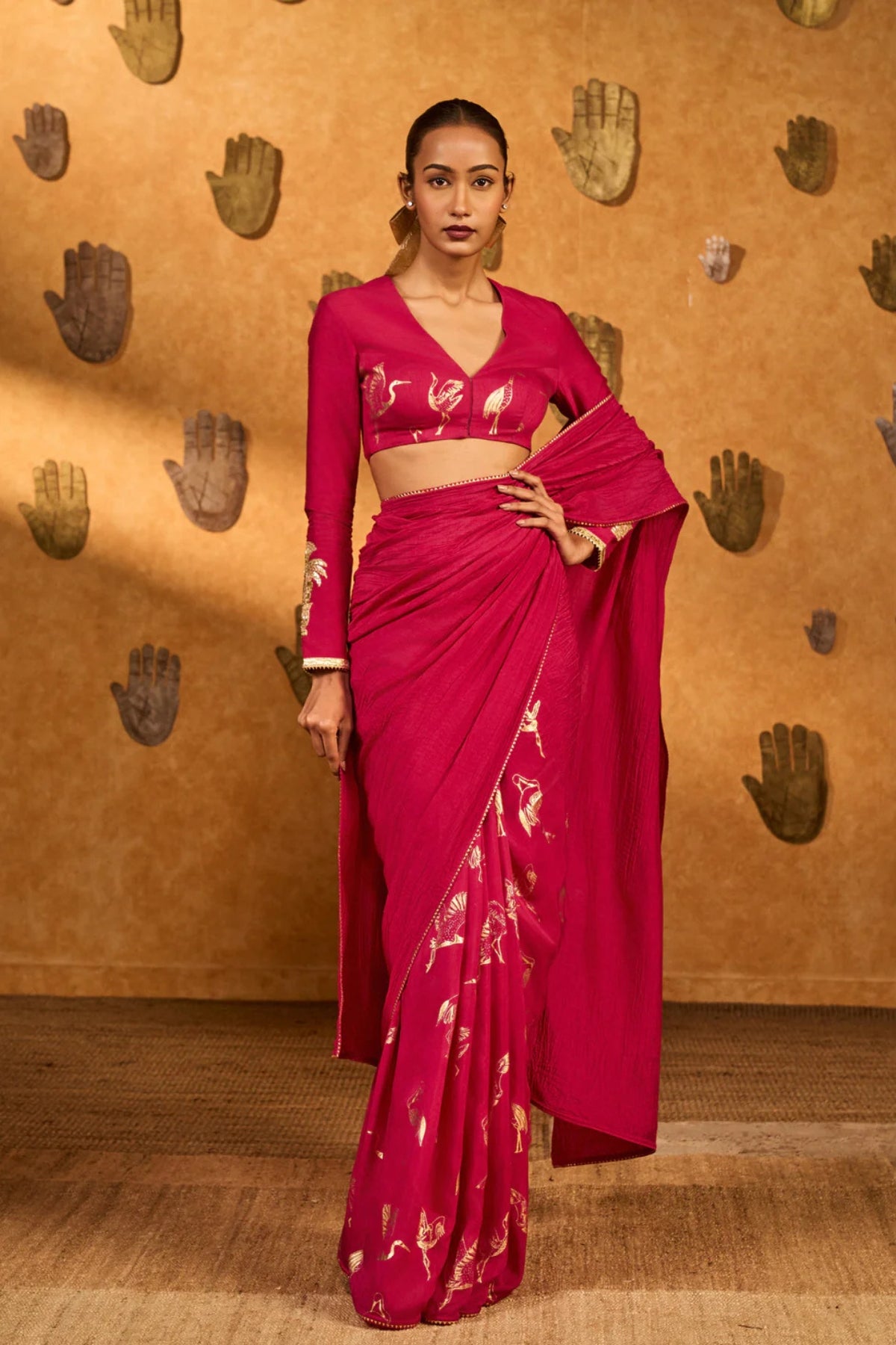 Pink Crane Dawn Saree