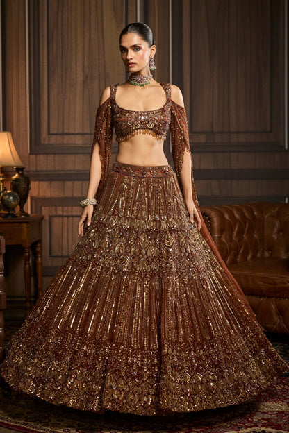 METALLIC GOLD EMBELLISHED LEHENGA SET