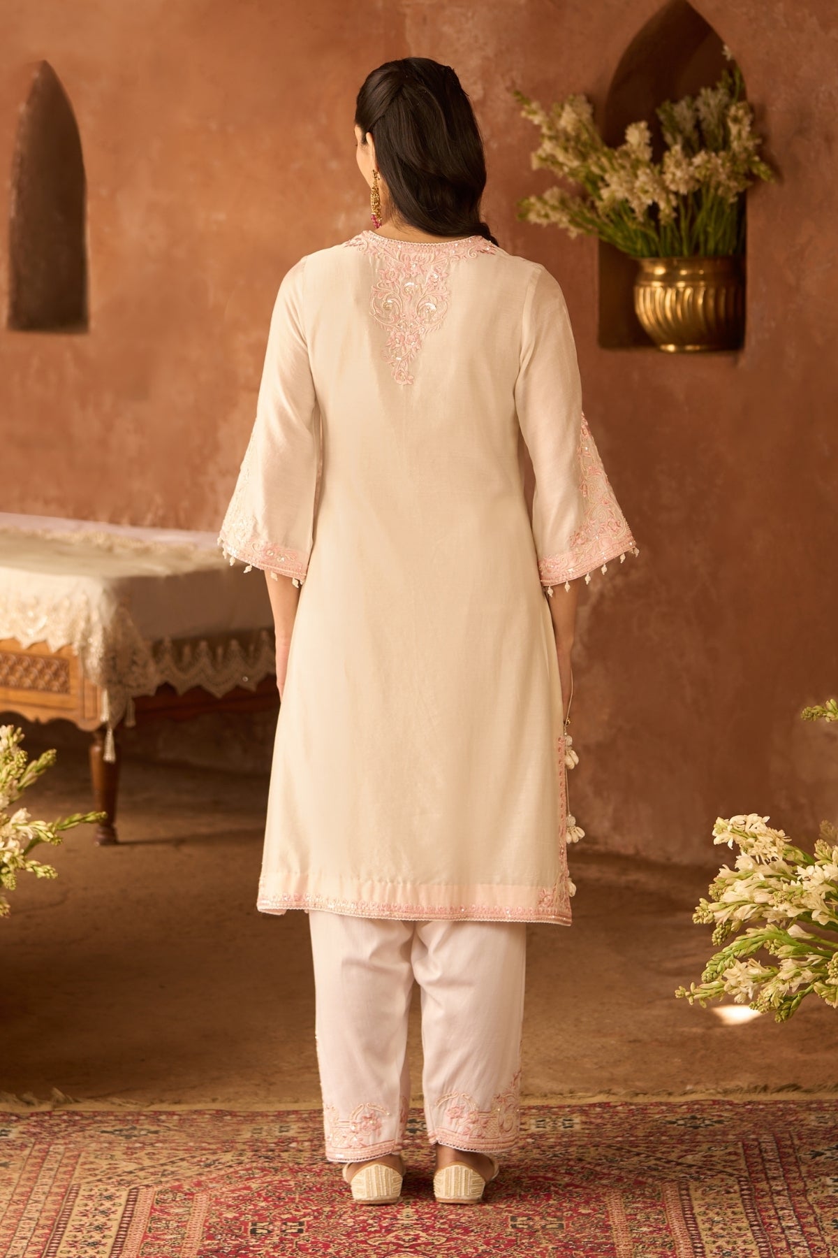 Hani - Daisy Ivory With Pink A-line Kurta With Salwar And Dupatta