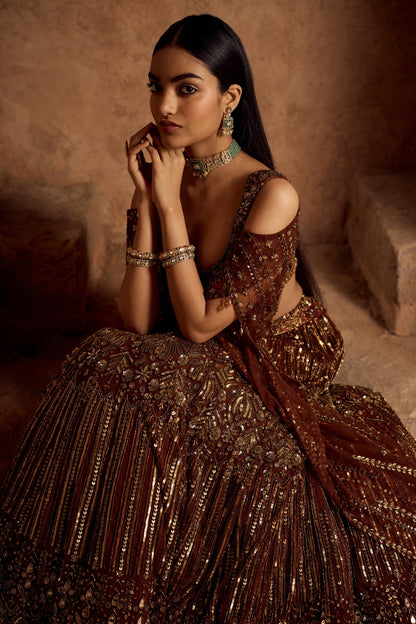 METALLIC GOLD EMBELLISHED LEHENGA SET