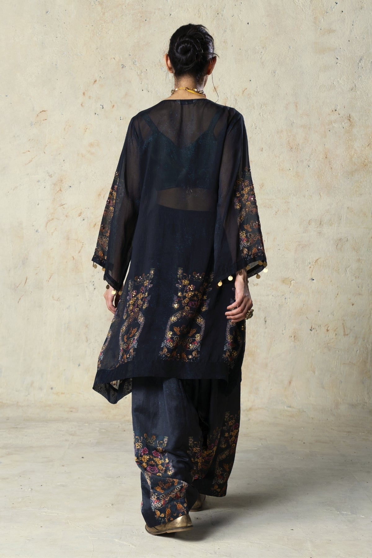 Printed Black Pant Set