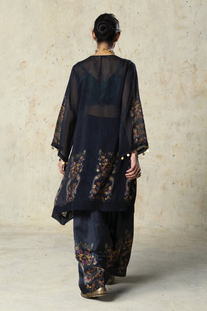 Printed Black Pant Set