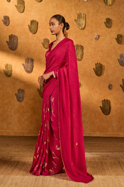 Pink Crane Dawn Saree