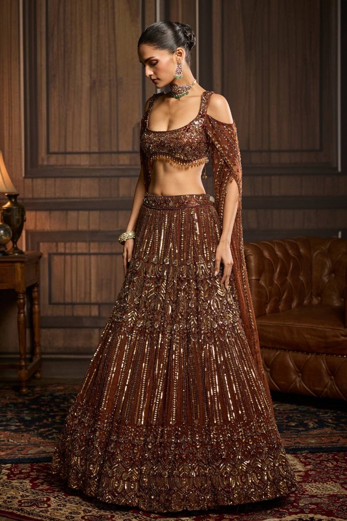 METALLIC GOLD EMBELLISHED LEHENGA SET