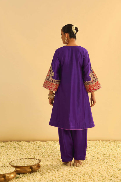 Mehrish - Purple Short Kalidaar Choga with Salwar