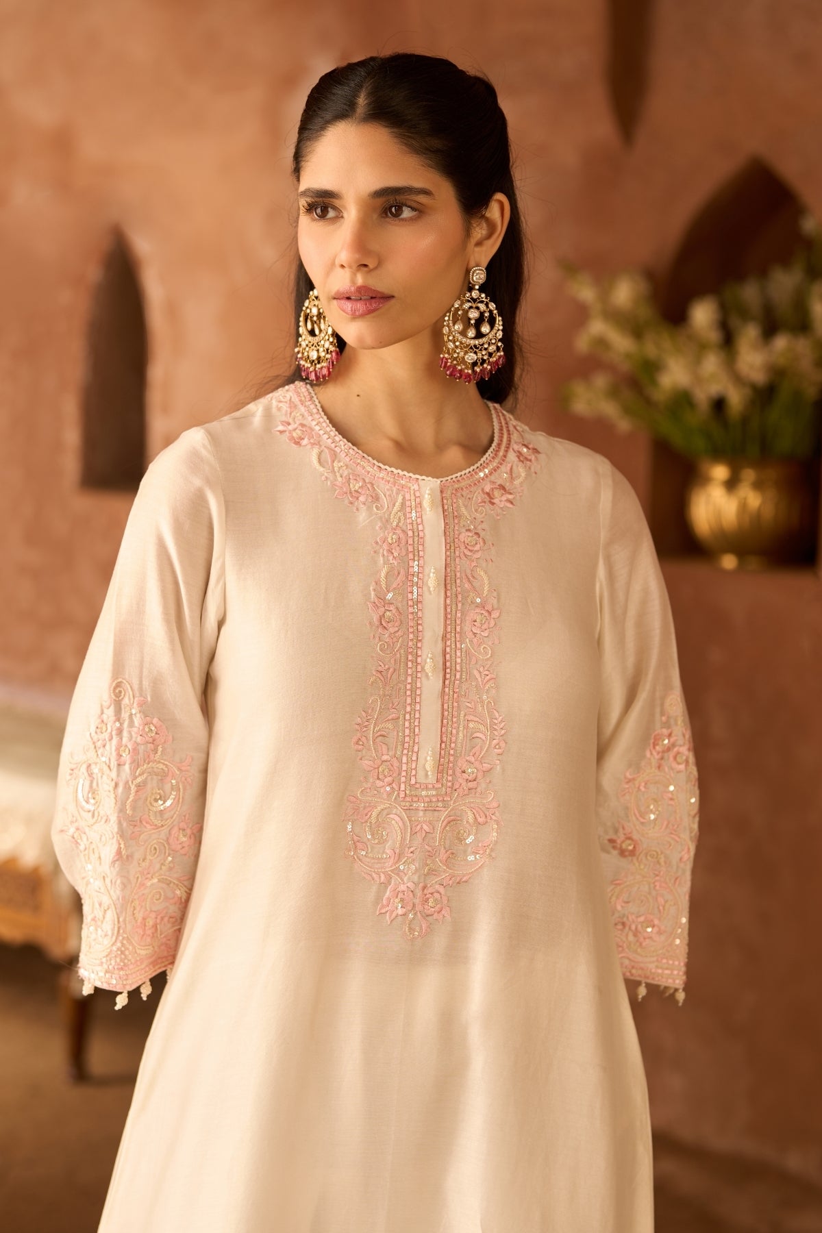 Hani - Daisy Ivory With Pink A-line Kurta With Salwar And Dupatta