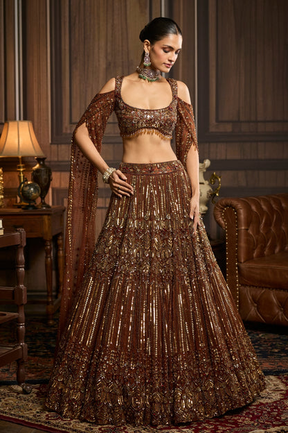 METALLIC GOLD EMBELLISHED LEHENGA SET
