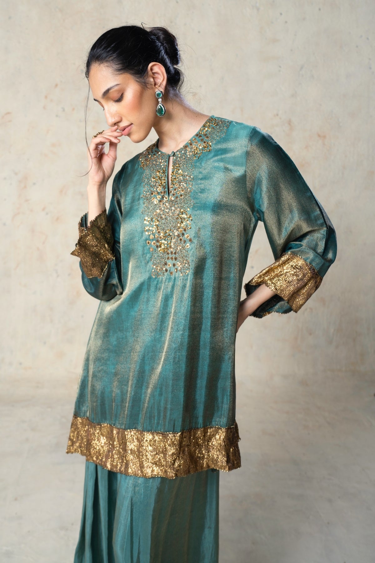 Green Sharara Set