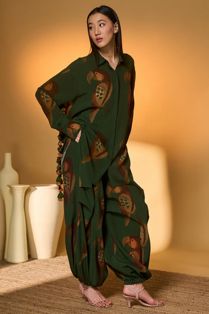 Olive Chirpy Chase Co-Ord Set