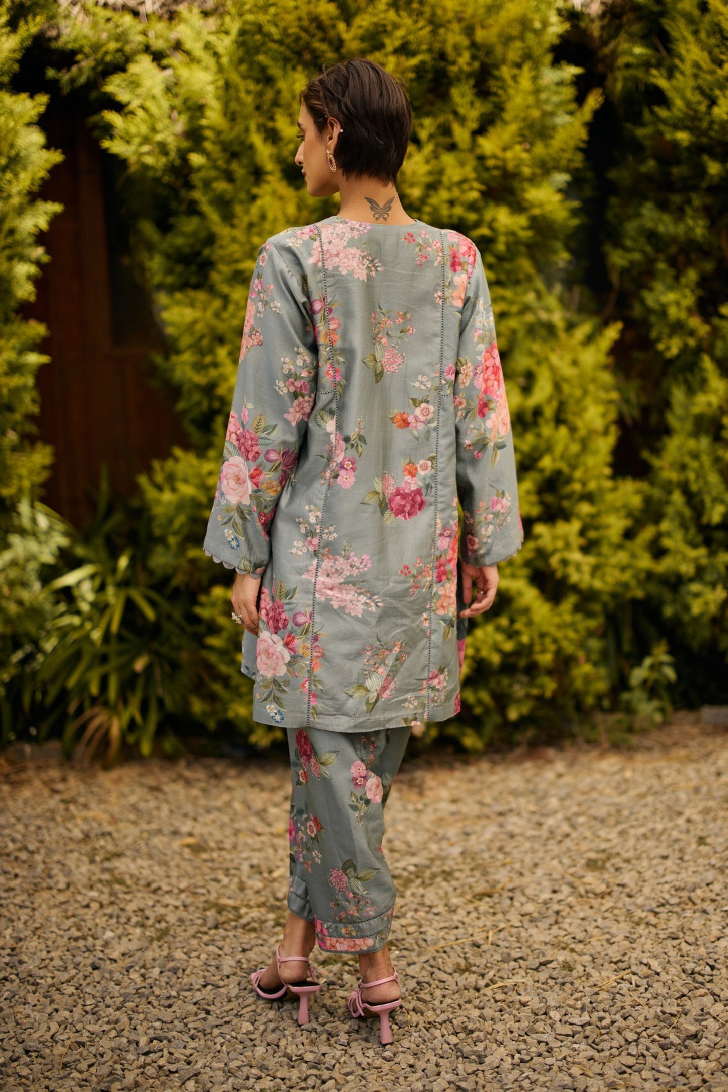 Powder Blue Floral Print
