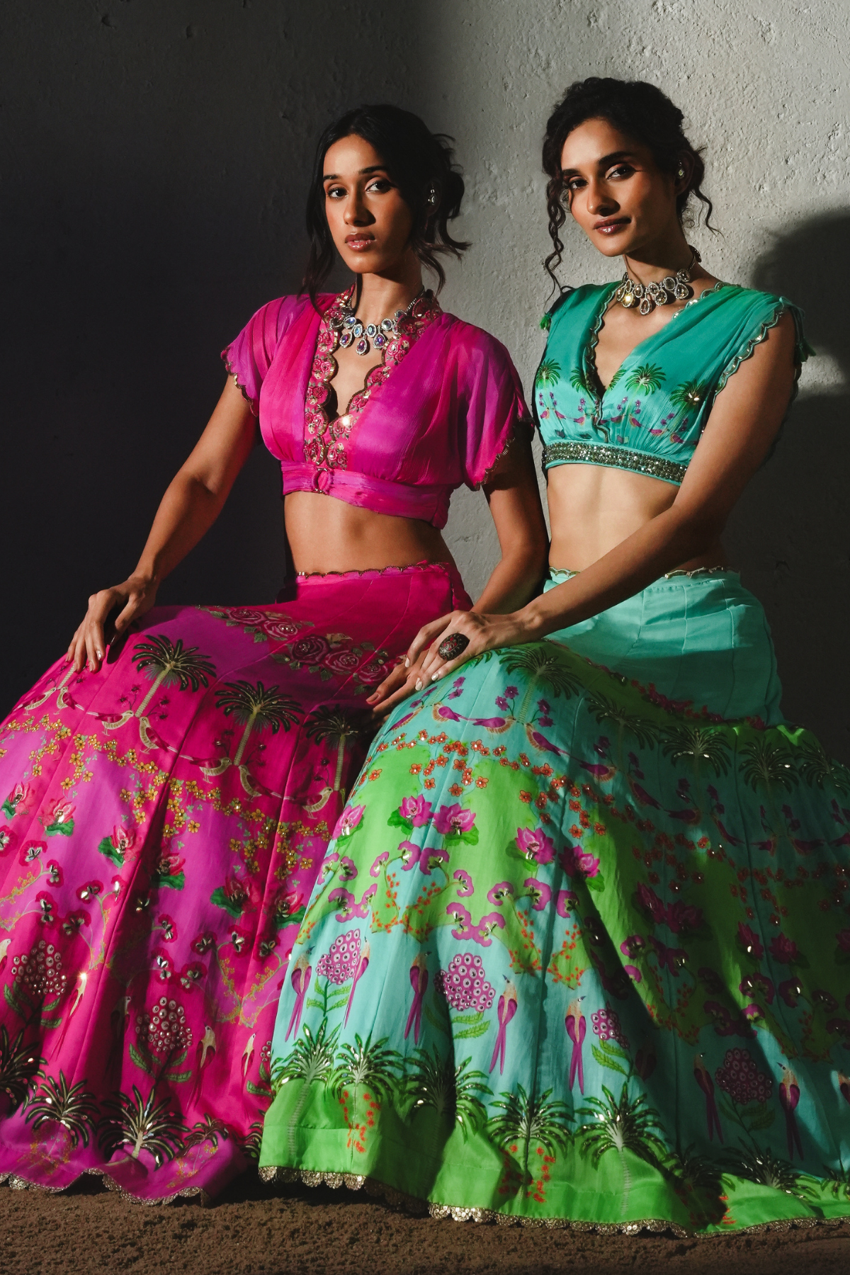 Aqua Chiffon Lehenga Set