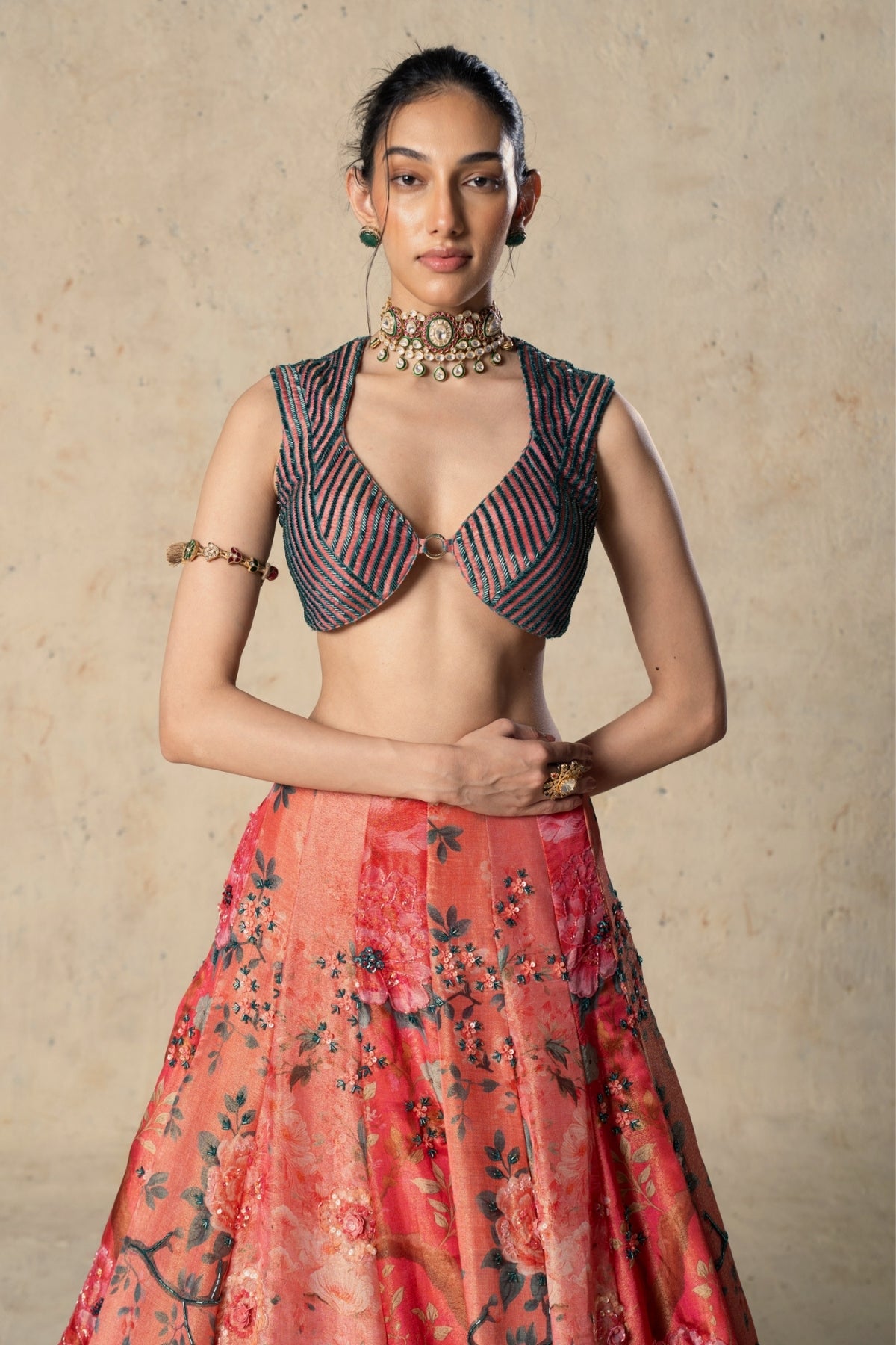 Printed Tissue Lehenga Set