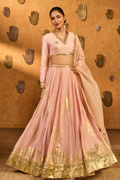 Baby Pink Mandarin Sky Lehenga Set