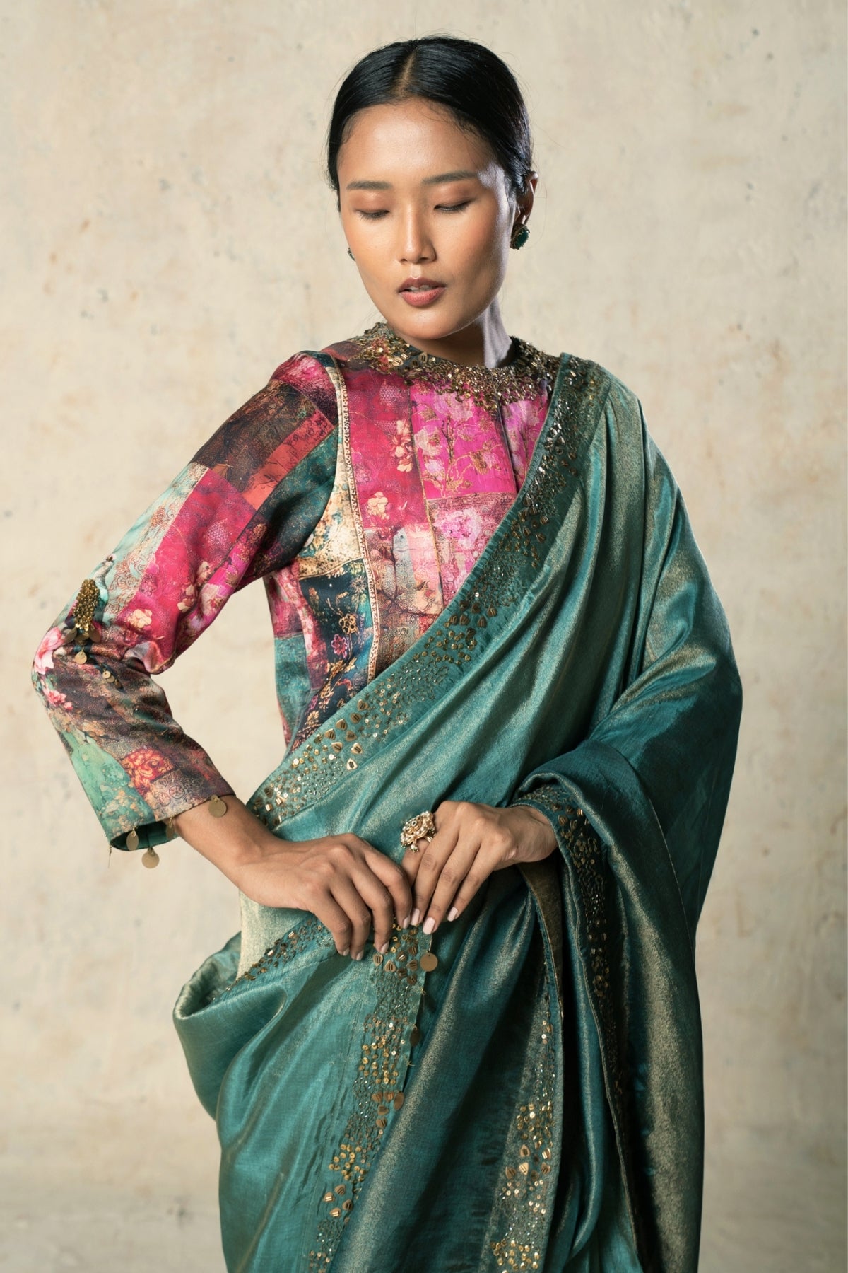Green Tissue Yarded Saree