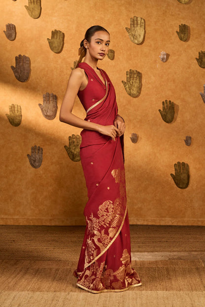 Red Zen Saree