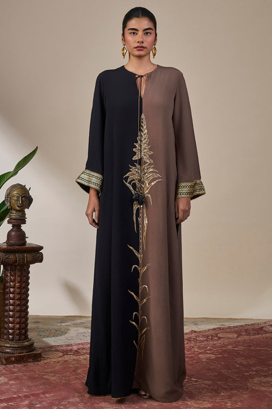 Black & Brown Shaahi Bloom Kaftan