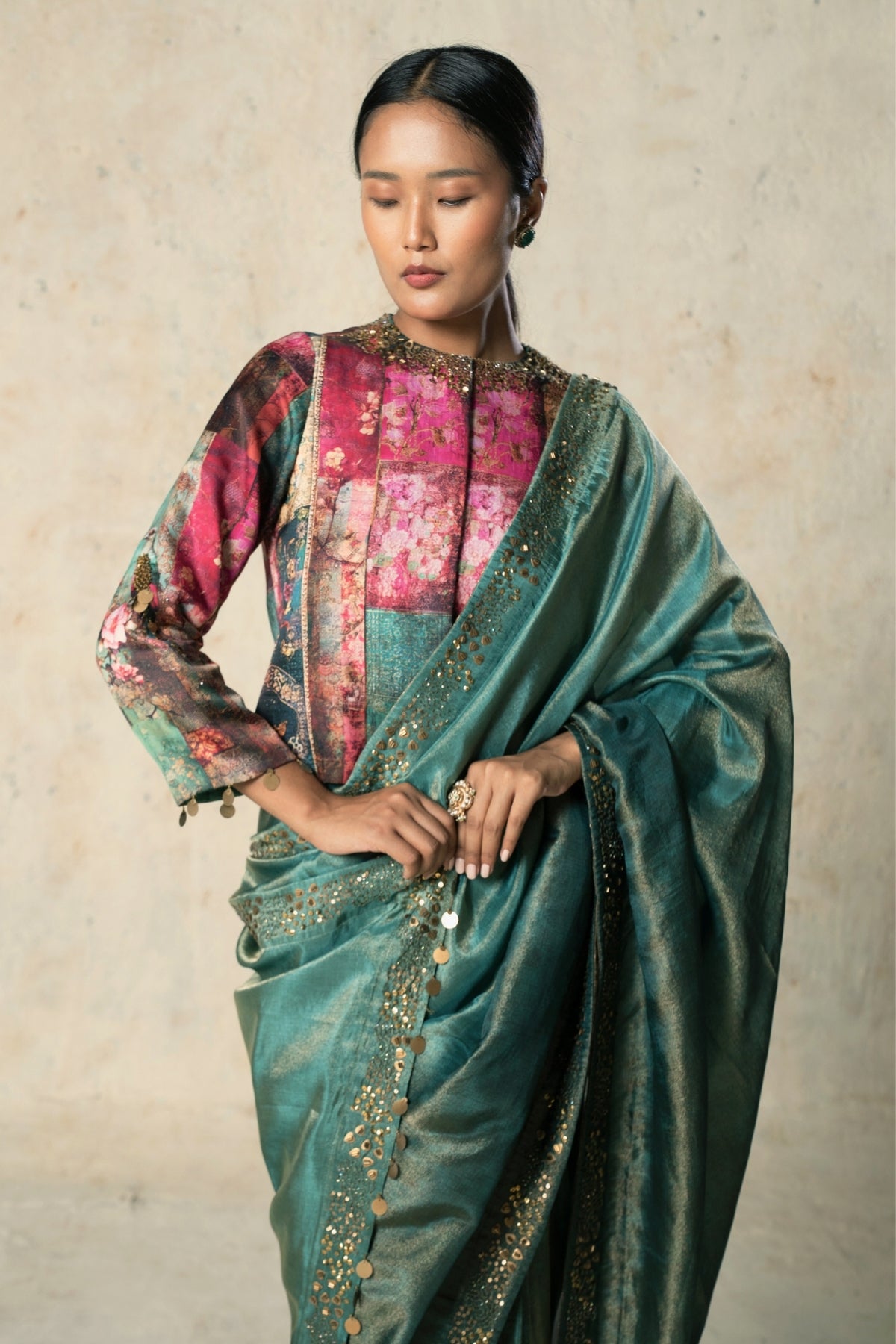 Green Tissue Yarded Saree