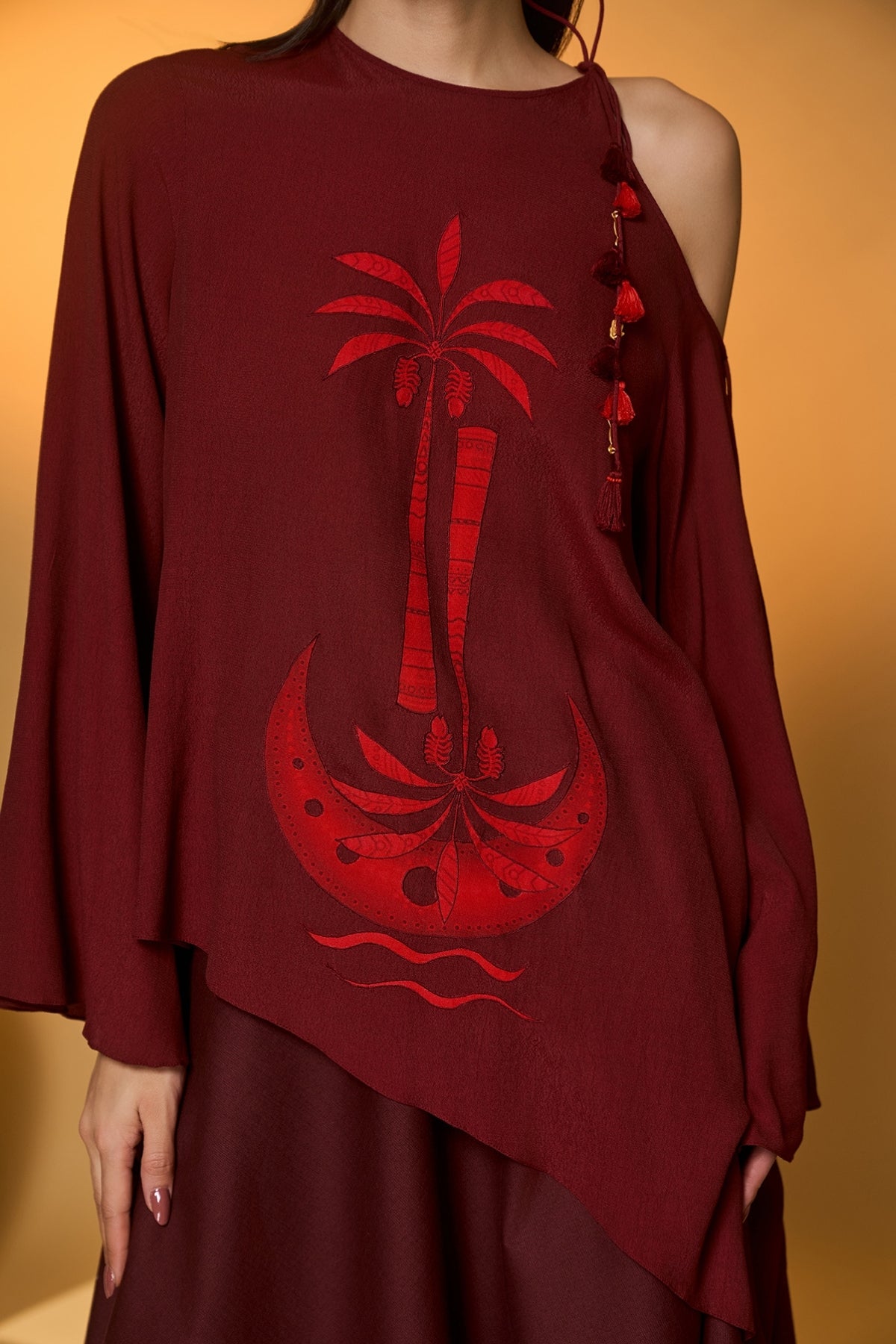 Maroon Lunar Lagoon Skirt Set