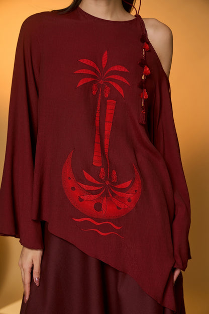 Maroon Lunar Lagoon Skirt Set