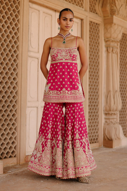 Nisbat - Hot Pink Kurta Set with Garara & Dupatta