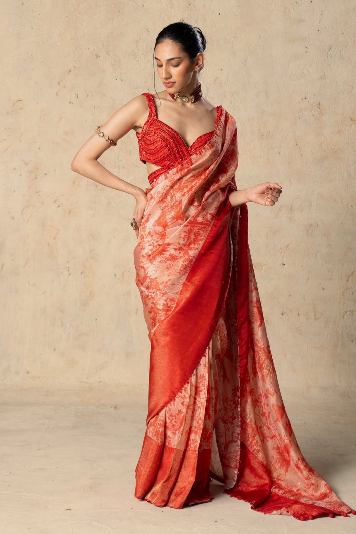Printed Tissue Saree Set