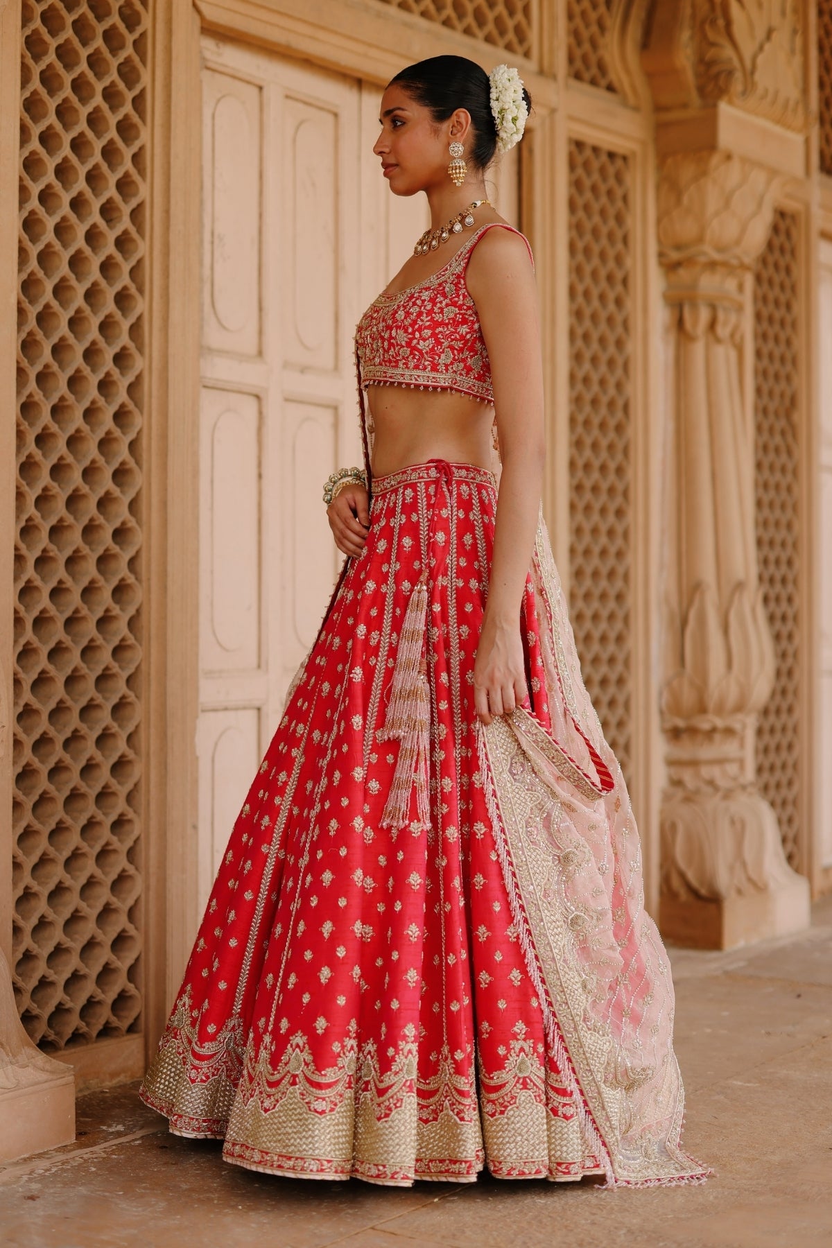 Noorbano - Hot Pink Lehenga Set with Blouse & Dupatta