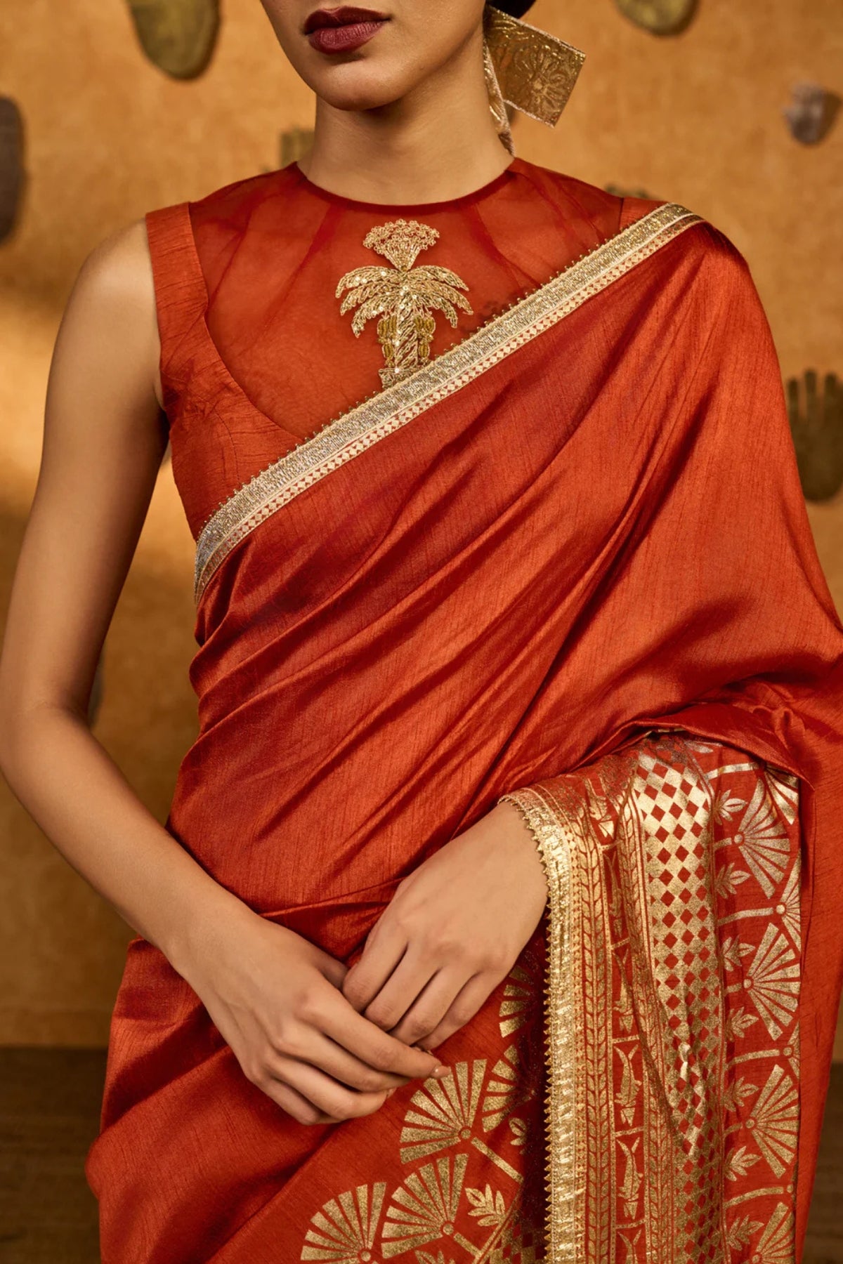 Rust Snow Light Saree