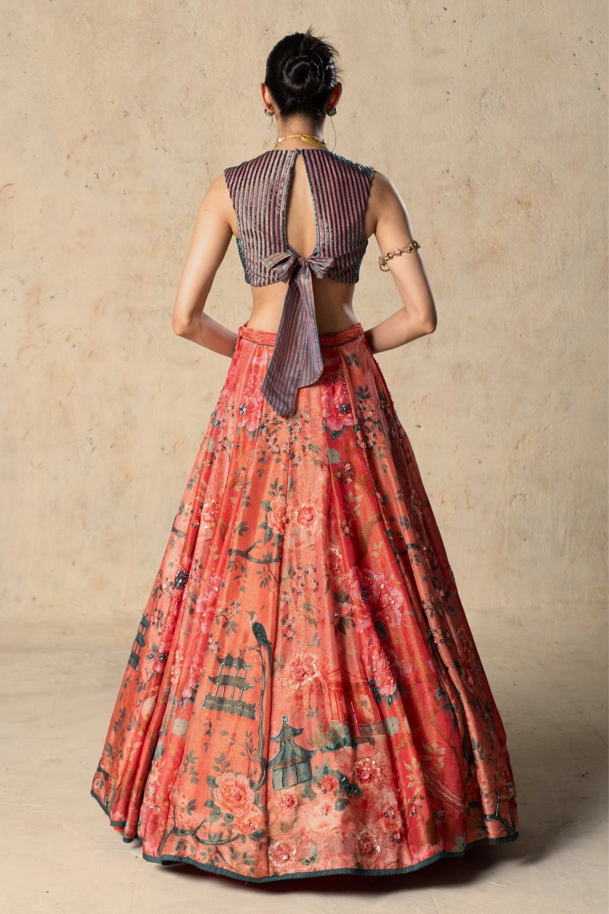 Printed Tissue Lehenga Set